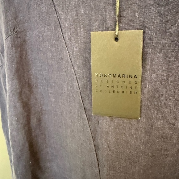 Kokomarina XXL linen Asymmetrical Dress in dark blue palette. - Picture 5 of 11